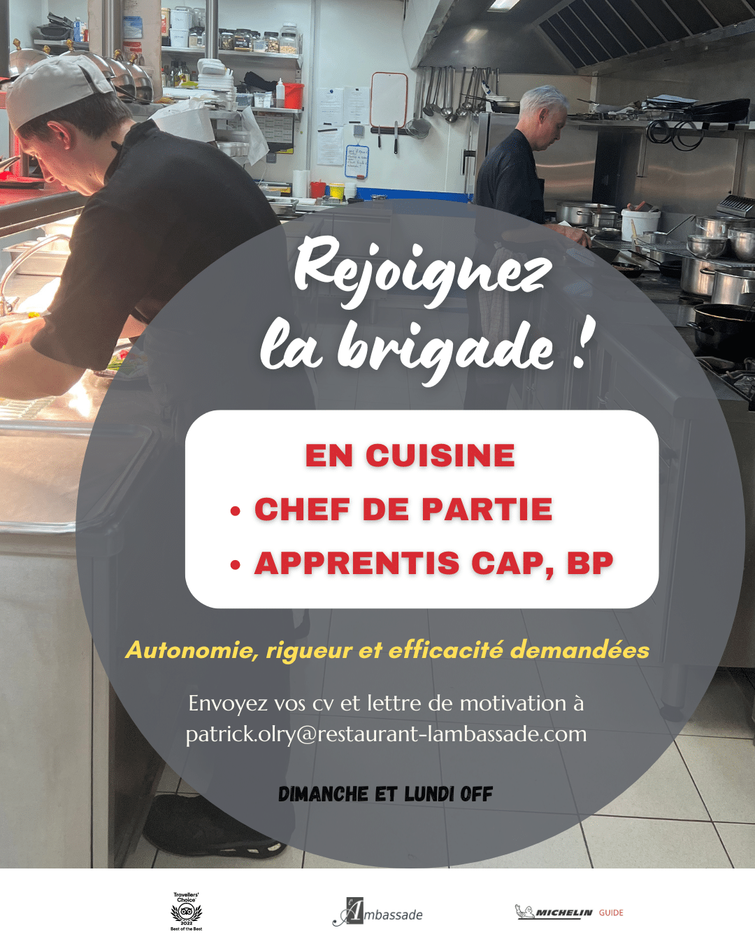 Ambassade recrutements cuisine