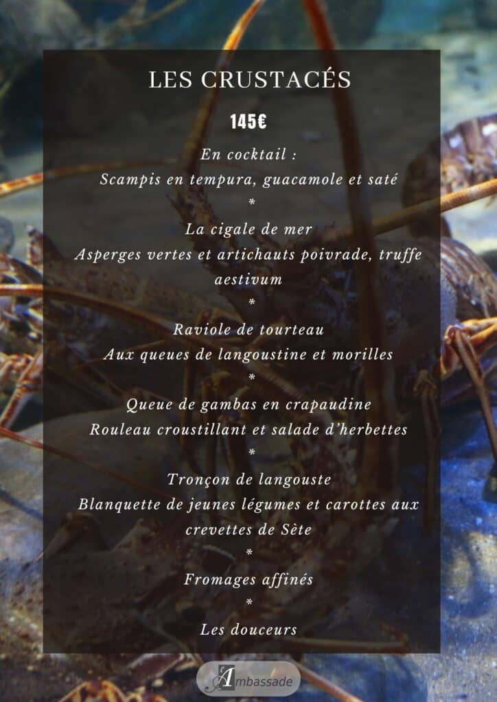 Menu crustaces 2025