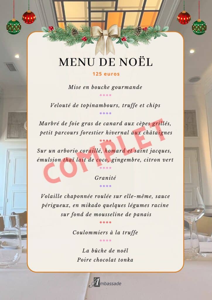 Menu Ambassade Noêl 2025