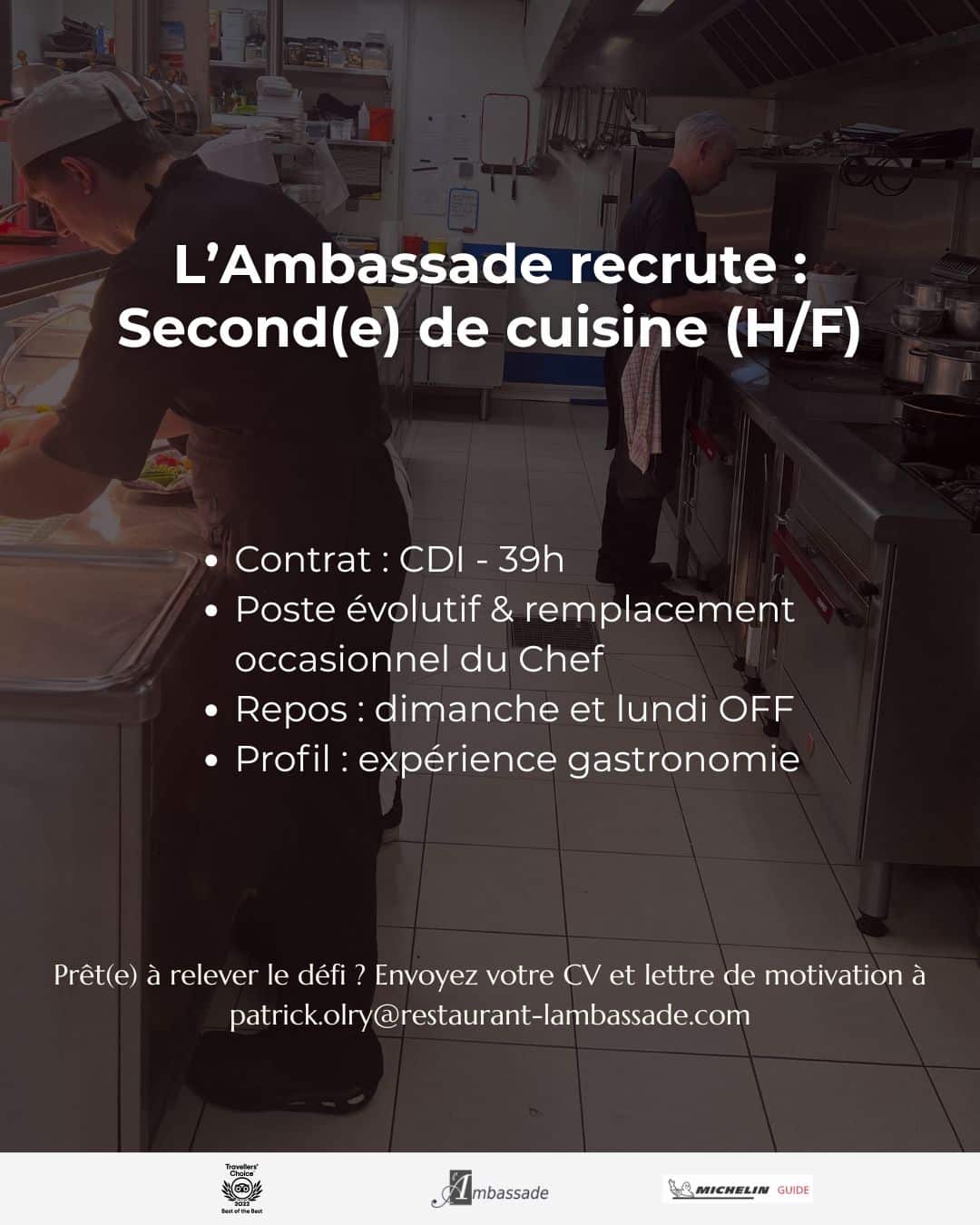 Ambassade recrutement second de cuisine