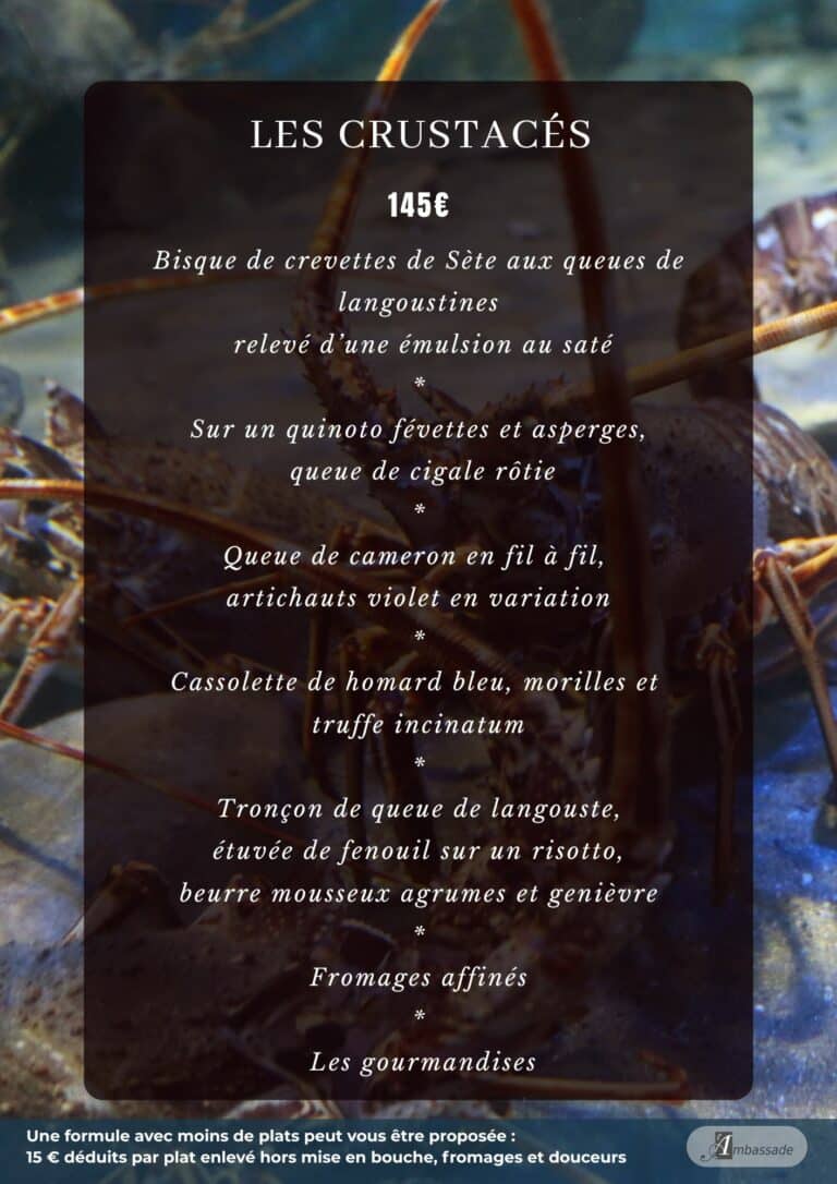 Menu Ambassade crustaces 2026