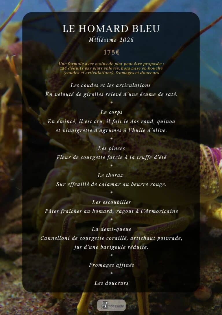 Menu Ambassade A4 LE HOMARD BLEU